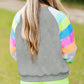 Sequin Round Neck Color Block Sleeve Sweatshirt