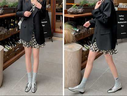 Glossy Square Toe Low Heel Loafers