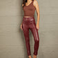 PU High Waist  Straight Pants