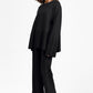 Slit Round Neck Long Sleeve Top and Drawstring Pants Sweater Set