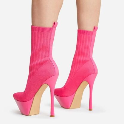 Pointed Toe Stiletto Heel Sock Boots