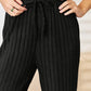 Basic Bae Ribbed Drawstring Hooded Top and Straight Pants Set