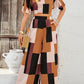 Color Block V-Neck Top and Wide Leg Pants Set