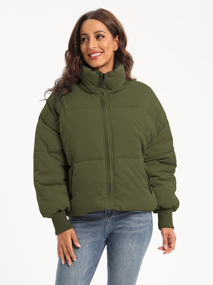 Zip Up Turtleneck Long Sleeve Puffer Jacket
