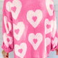 Pearl Detail Heart Round Neck Long Sleeve Sweater