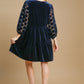 Dotted Lace Sleeve Tiered Velvet Mini Dress