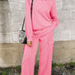 Round Neck Long Sleeve Top and Drawstring Pants Set