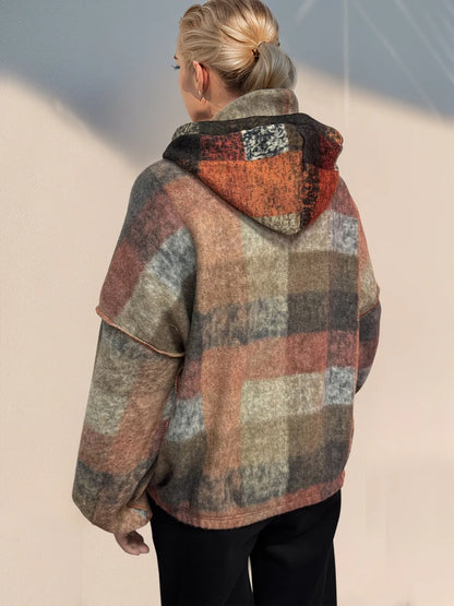 Half Zip Exposed Seam Fleece Hoodie