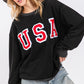 USA Letter Patch Round Neck Sweatshirt