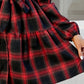 Tied Plaid Long Sleeve Mini Dress