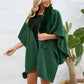 Fuzzy Trim Open Front Poncho