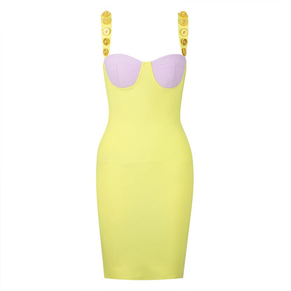 Color Block Spaghetti Strap Mini Bodycon Dress