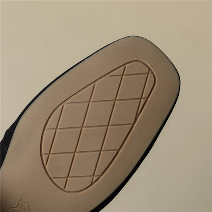 Woven Strap Round Toe Loafers