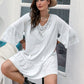 Plus Size Lace Detail Tie Neck Three-Quarter Sleeve Mini Dress