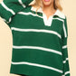 Collared Neck Striped Contrast Sweater