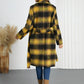 Plaid Tie Waist Long Sleeve Coat