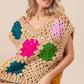 Granny Square Openwork Sweater Vest