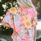 Floral Round Neck Three-Quarter Sleeve Top