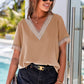 Contrast V-Neck Blouse