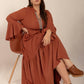 Plus Size Ruffled Notched Long Sleeve Dress