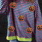 Pumpkin Striped Round Neck Long Sleeve Sweatshirt