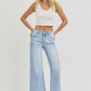 RISEN High Rise Seamed Detail Wide Leg Crop Jeans