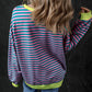 Pumpkin Striped Round Neck Long Sleeve Sweatshirt