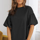 Puff Sleeve Curved Hem Blouse