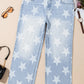 Plus Size Star Straight Leg Jeans with Pockets