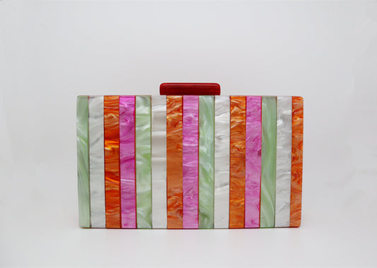 Colorful Striped Acrylic Clutch Bag