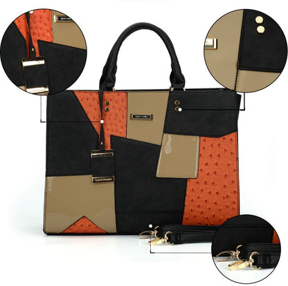 Color Block One Shoulder Tote Bag