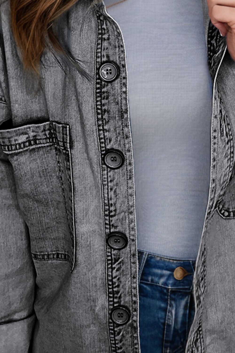 Button Up Long Sleeve Denim Jacket