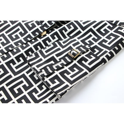 Monochrome Double-Breasted Trench Coat