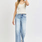 RISEN Tummy Control High Rise Crop Wide Leg Jeans