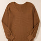 V-Neck Dropped Shoulder Long Sleeve Sweater