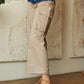 Denim Patchwork Wide Leg Pants with Cargo Pockets