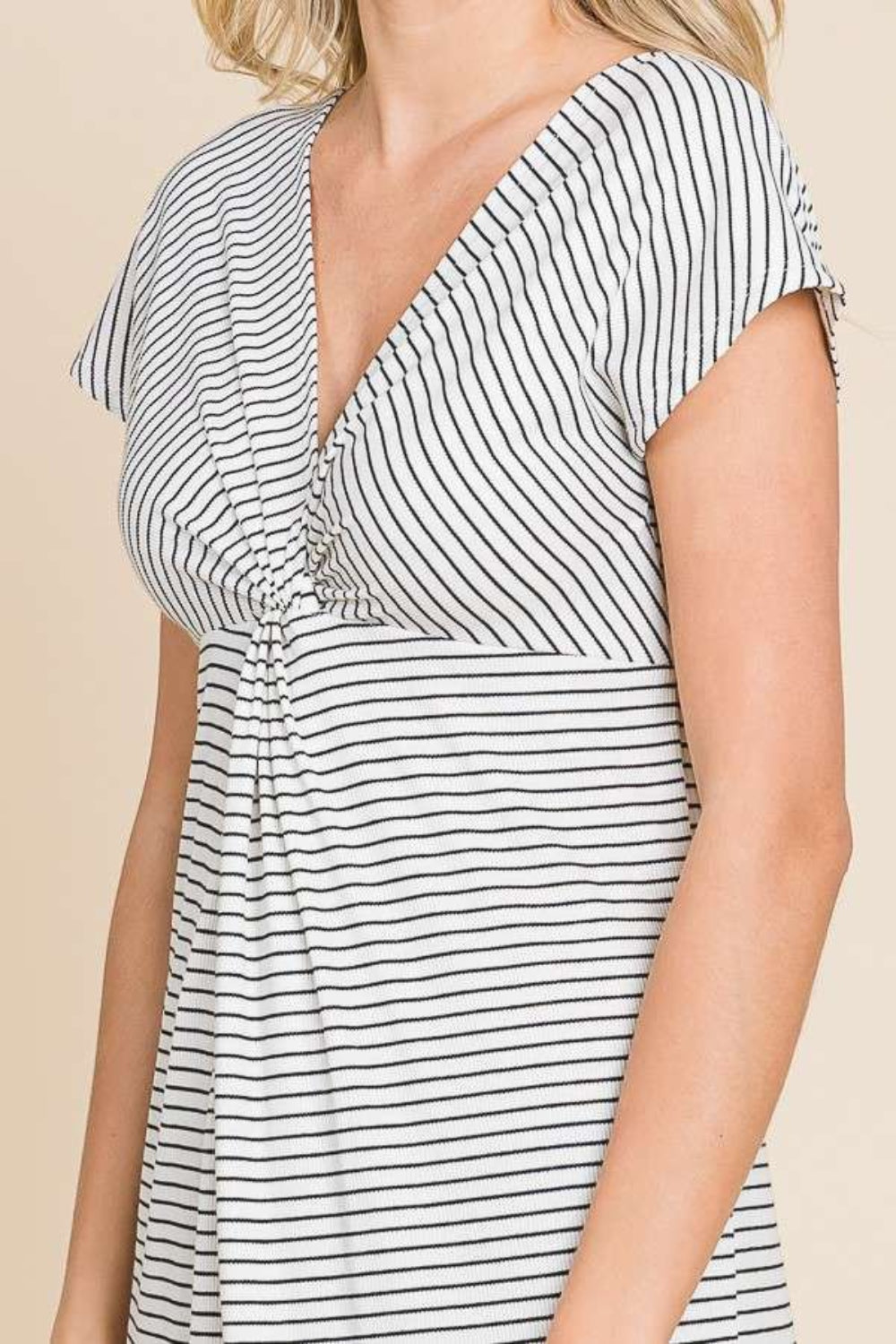 Full Size Striped Twisted Detail Dress