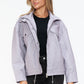 Drawstring Hem PU Leather Zip Up Jacket