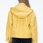 Drawstring Hem PU Leather Zip Up Jacket