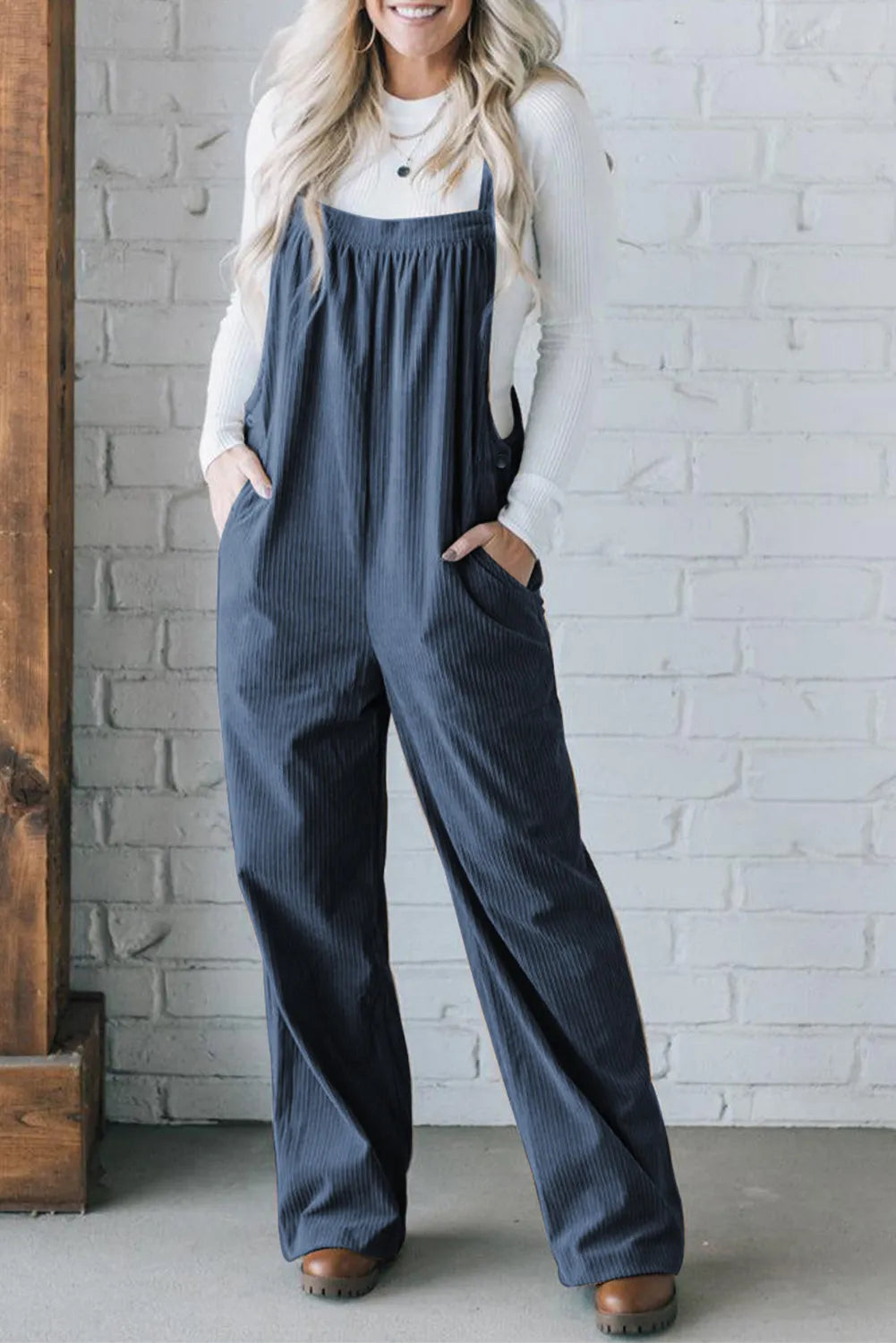 Square Neck Wide Strap Overalls