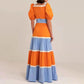 Bohemian Square Neck Puff Sleeves Cutout Maxi Dress