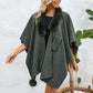 Fuzzy Trim Open Front Poncho