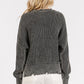 Distressed Hem Round Neck Dropped Shoulder Sweater