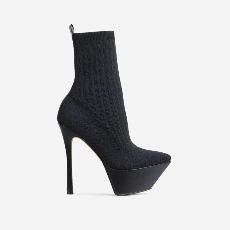 Pointed Toe Stiletto Heel Sock Boots