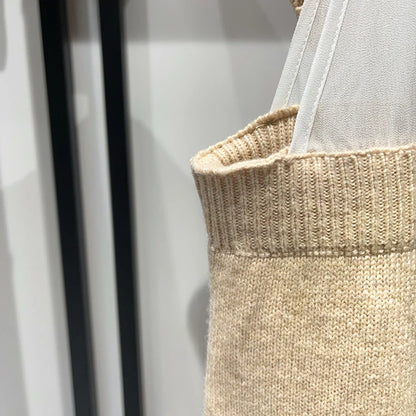 Fake Two-Piece Round Neck Twisted Knit Dress