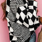 Checkered Round Neck Long Sleeve Sweater