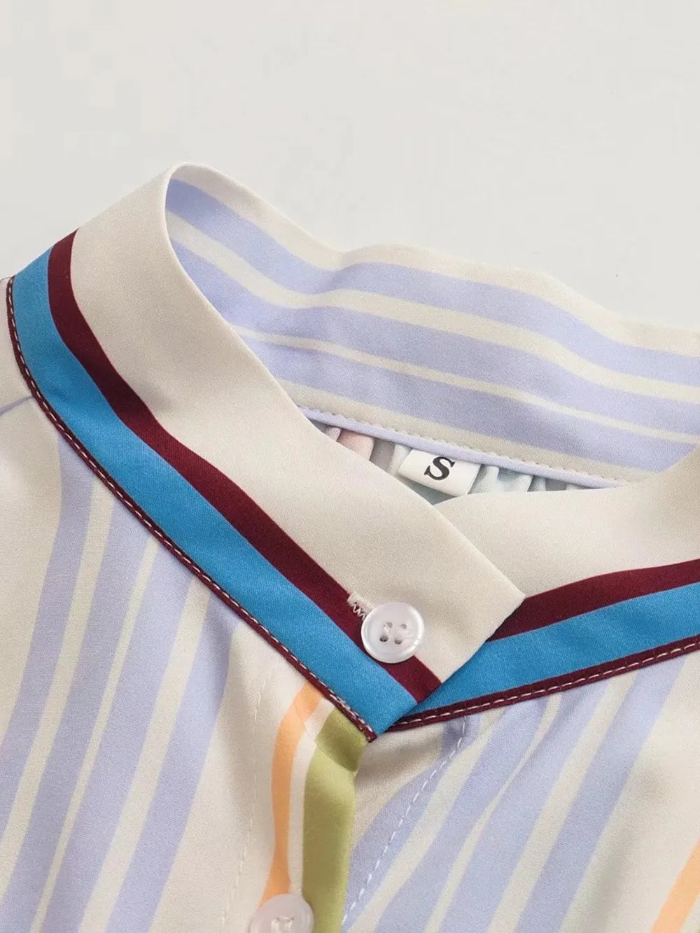 Striped Button Down Lantern Sleeve Shirt