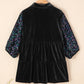 Sequin Collared Neck Three-Quarter Sleeve Oversize Shirt