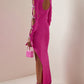 Crystal Bow Hollow Out Backless Bodycon Maxi Dress