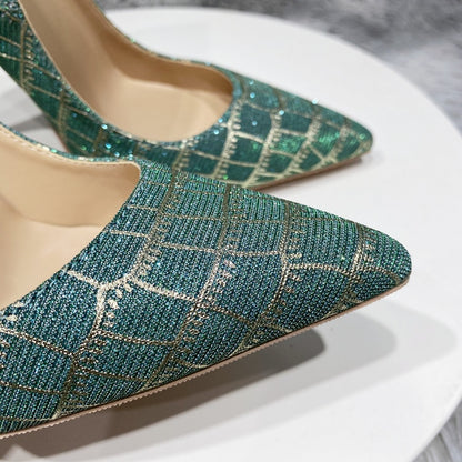 Glitter Embossed Crocodile Effect Stiletto Pumps